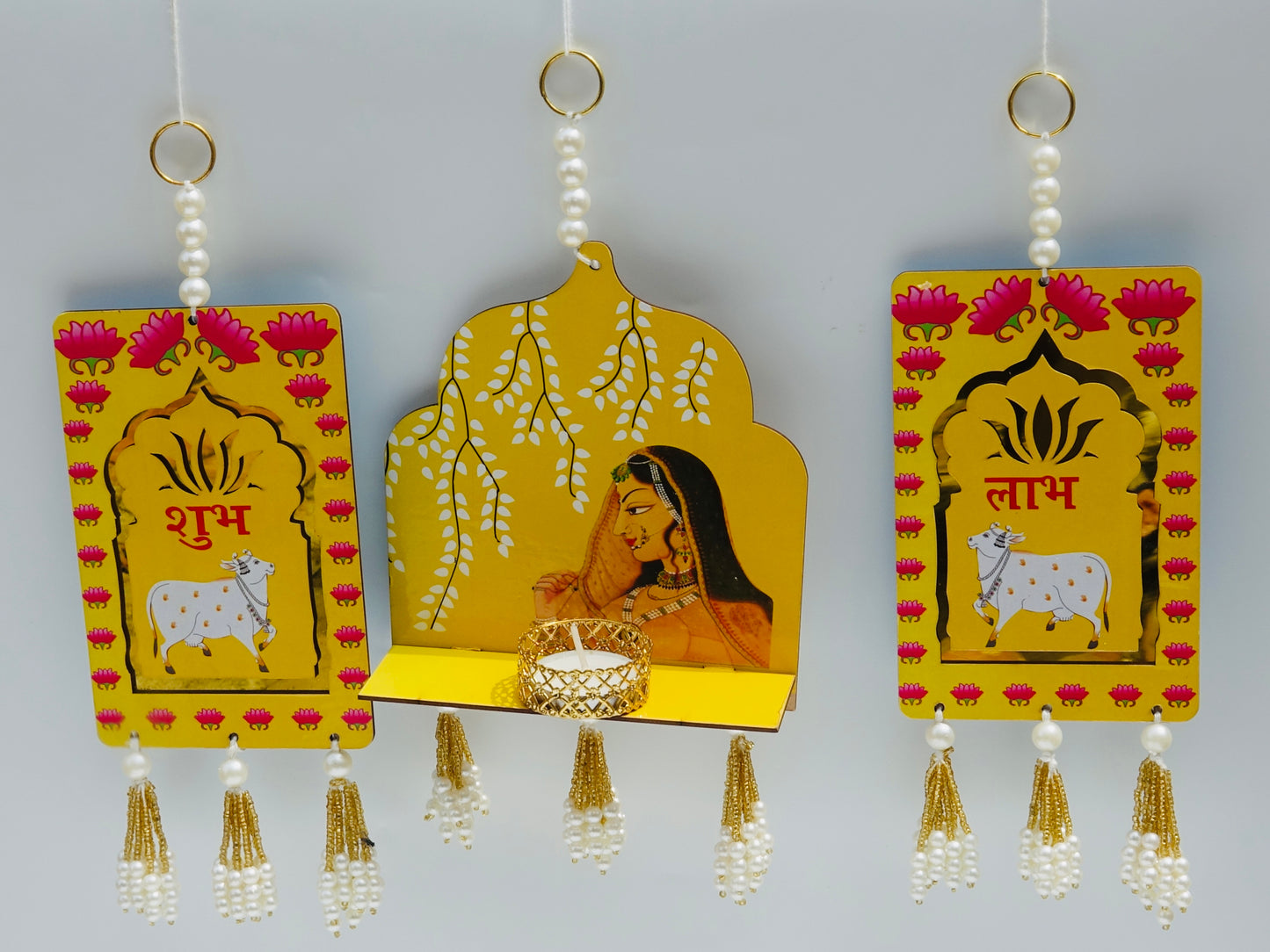 Shubh Labh Jharokha Hanging with Tealight Holder