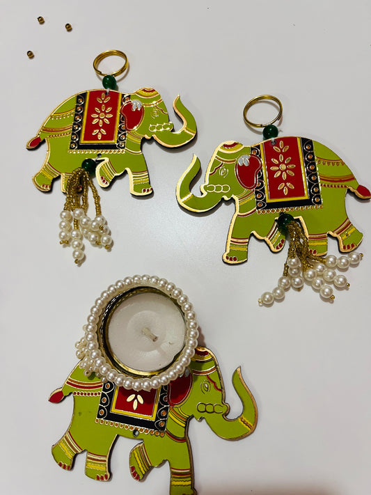 Elephant hanging and tealight set