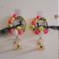 Vrindavan Peacock Floral Wreath with Golden Cage Hanging