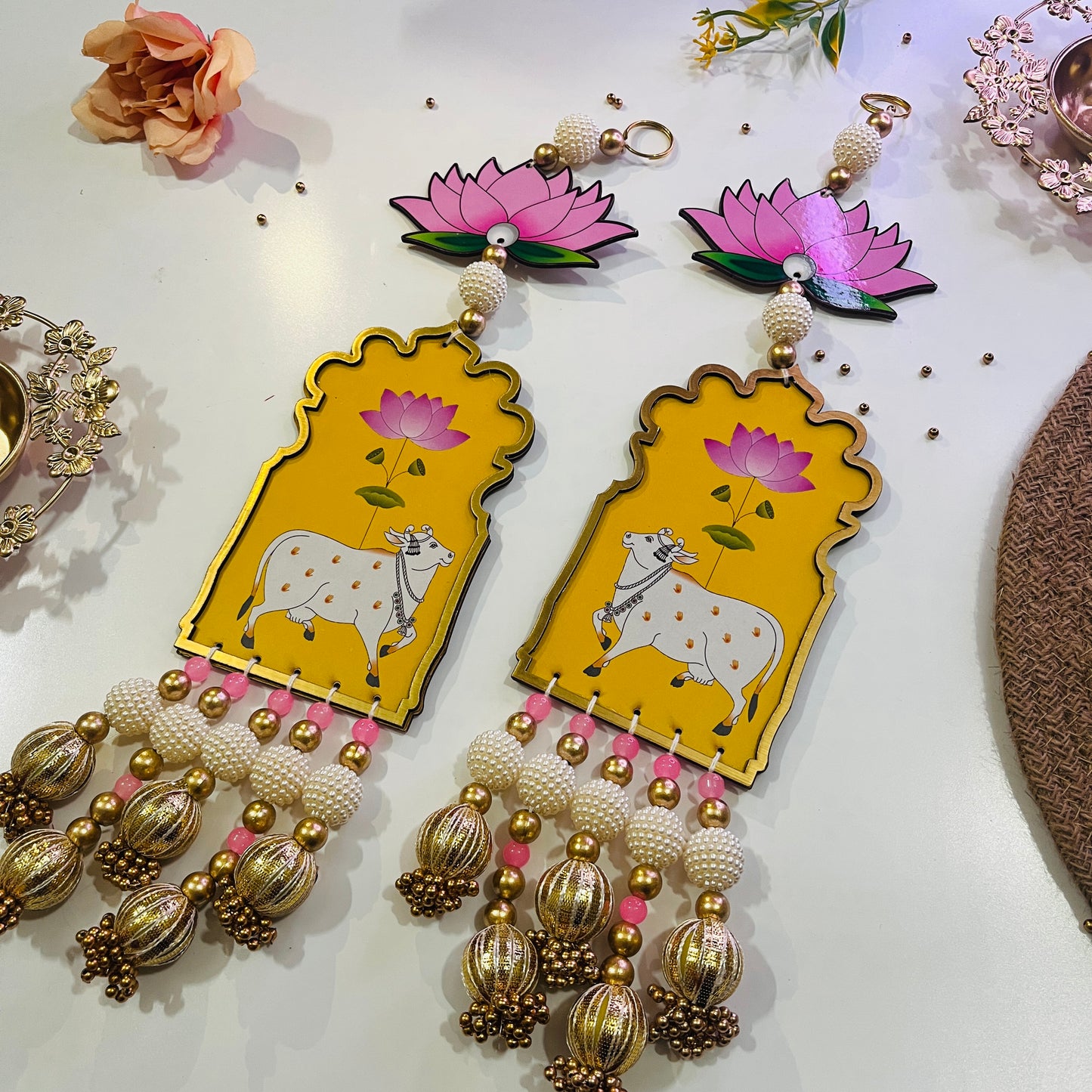 Auspicious Lotus Cow Hanging