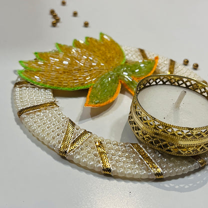 Lotus Pearl Beaded Tealight Holder