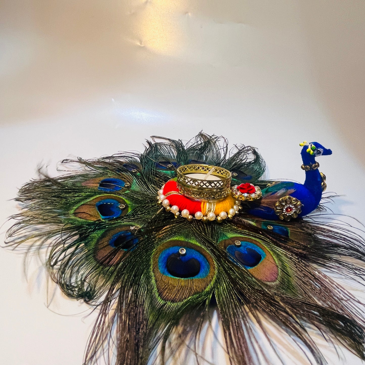 Peacock rangoli tea light