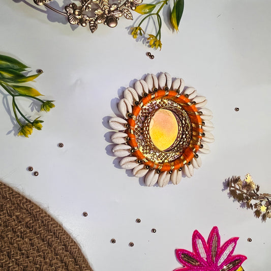 Traditional Cowrie Shell Tealight Holder.